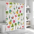 thumbnail image 6 of Flamingos Bathroom Shower Curtains with 12 Hooks Polyester Waterproof Shower Curtain for Stalls and Bathtubs Tropical Summer Botanical Fruits Decorative Bathroom Privacy Curtain 60x72 Inches, 6 of 9