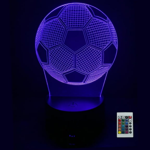 YSITIANNA 3D Soccer Night Light, Illusion Ball Table Lamp with 16 Colors Remote Control Touch Lamp LED USB Night Light Desk Lamps Room Decorations Home Decor Holiday Birthday Light STNL#1251