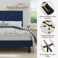 thumbnail image 4 of SHA CERLIN Blue Full Size Platform Bed Frame with Velvet Channel Headboard, Adult, 4 of 9