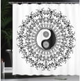 thumbnail image 4 of Ambesonne Japanese Shower Curtain, Mandala Vintage Boho, 69"Wx84"L, Black White, 4 of 5