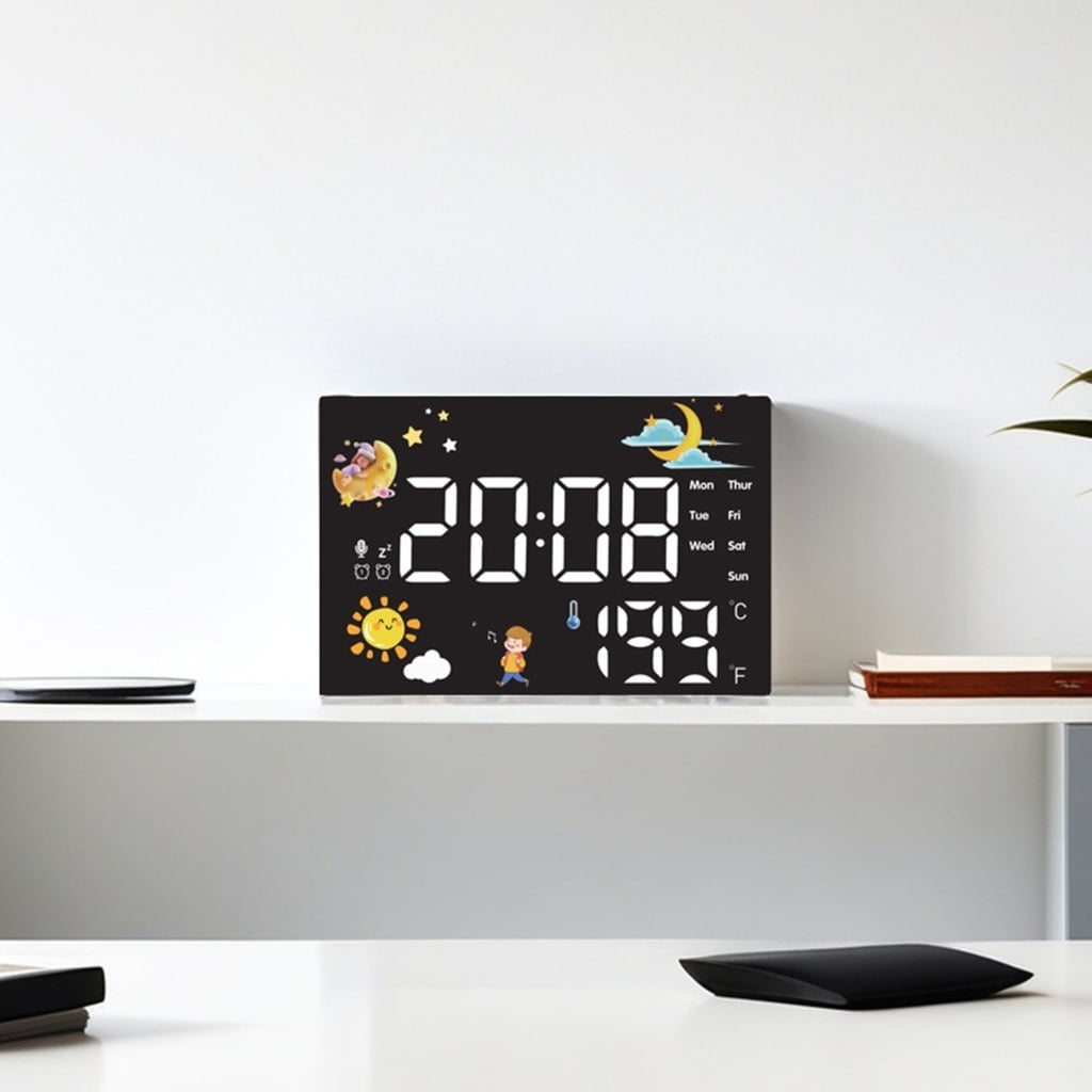Zeiwohndc Digital Display Alarm Clock Real Time Temperature Monitoring Calendar Feature
