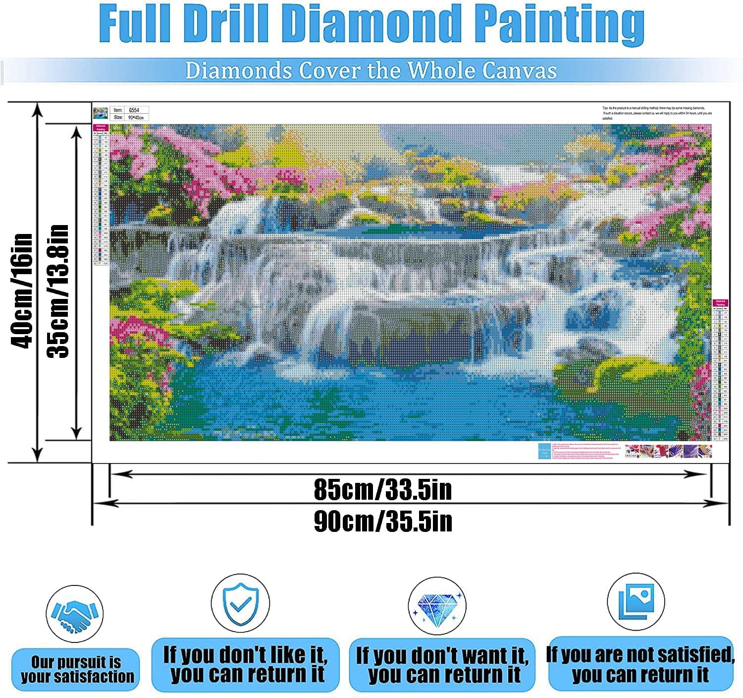 Kit Peinture Diamant 5D Niagara - Tableau Strass à Faire Soi-même 50x60 Cm - Décoration Murale Brillante - 8