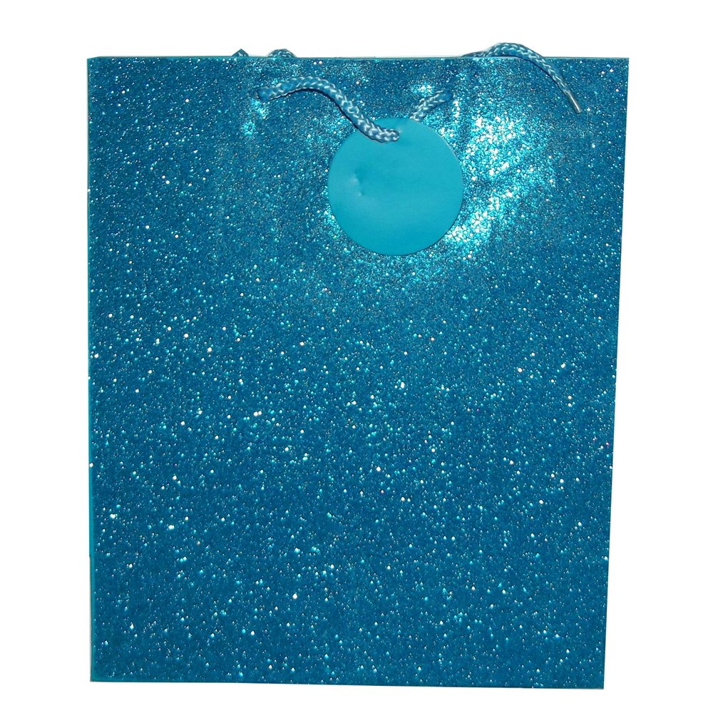 Paper Craft Blue Glitter Gift Bag, 12 X 10 inches