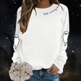 thumbnail image 2 of XIAONU Sweatshirts For Womens Halloween Cute Ghost Long Sleeve Printed Tops Pleasure Baggy Crewneck Pullover Sweatshirt, 2 of 5