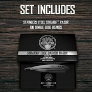 Viking Revolution - Straight Edge Barber Razor - Professional Straight Blade Razor for Men with 100 Single Edge Blades - Silver