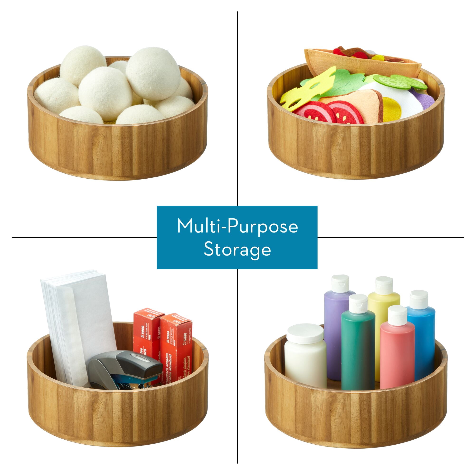 iDesign 10-Inch Acacia Wood Lazy Susan Organizer for Kitchen - Lazy Susan Turntable for Cabinet, Countertop, or Pantry