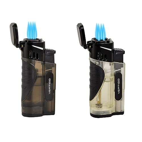 Vertigo Stinger Quad Torch Lighter w/Cigar Punch - 2 Pack - Random Color