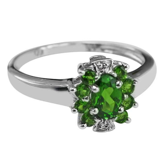 0.82 Ctw Chrome Diopside 925 Sterling Silver Art Deco Women Ring