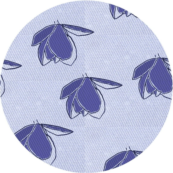Ahgly Company Machine Washable Indoor Round Transitional Lavender Blue Area Rugs, 5' Round