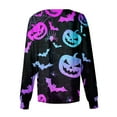 thumbnail image 4 of DENGDENG Halloween Women Scrub Jacket Snap Front Pumpkin Bats Print Workwear Nursing Uniform with Pockets Button Down Long Sleeve Halloween Scrubs Graphic Fall Jackets 2024 Purple S, 4 of 4