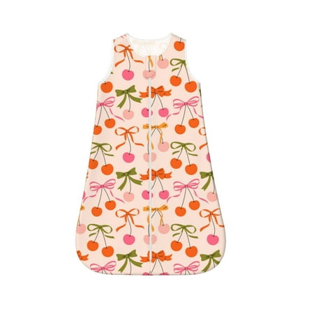 

Yiaed Cherries And Bows Print Baby Sleep Sack Sleeveless Baby Sleeping Bag Toddler 2-Way Zipper Wearable Blanket for Infant Toddler Newborn-Medium