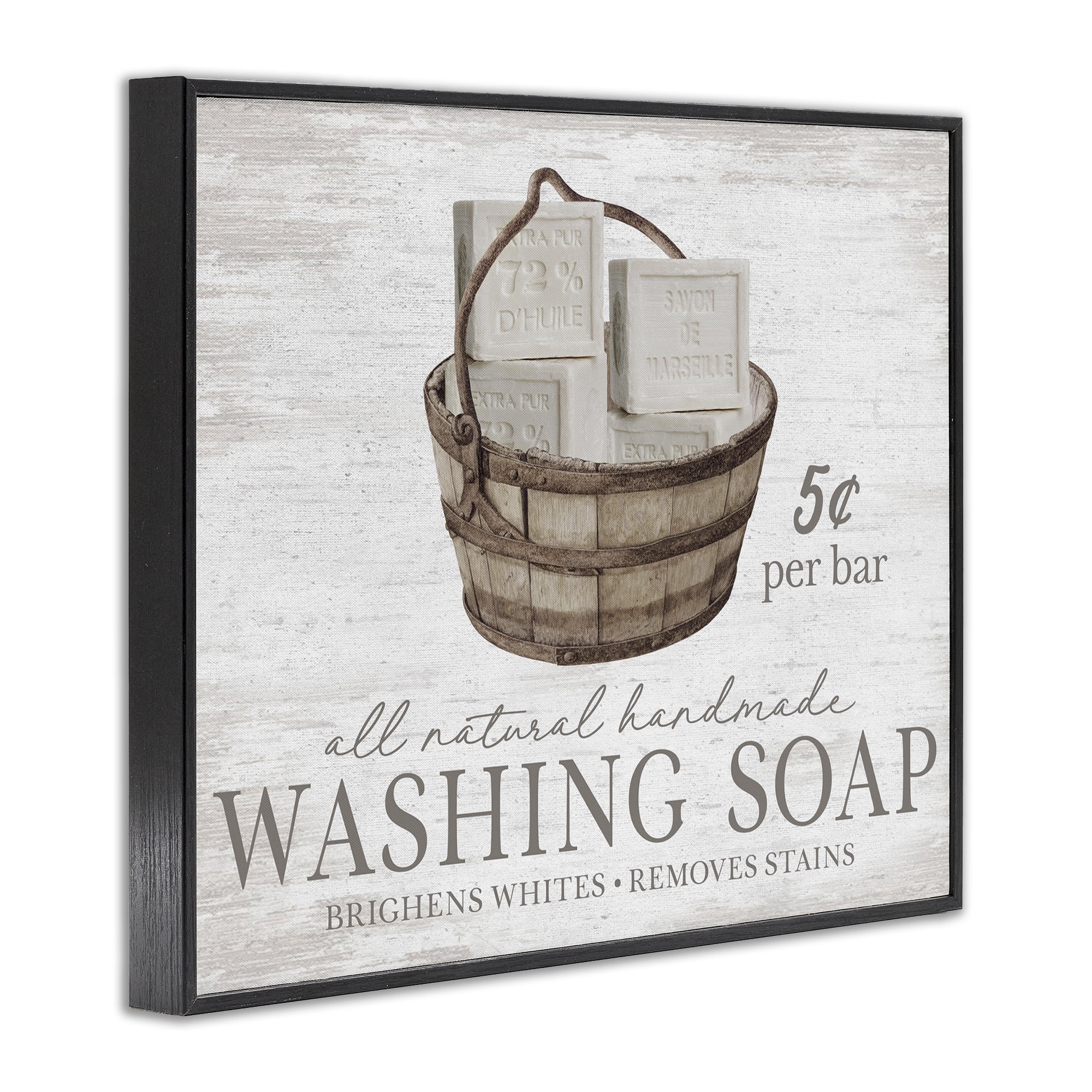 Stupell Industries Vintage Laundry Soap Typography Painting Black Framed Art Print Wall Art, 30 x 24