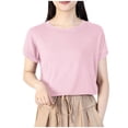 thumbnail image 2 of LOVZFMLL T-Shirts d'Été pour Femmes Décontractés Oversize Couleur Unie Col Rond à Capuche Manches Courtes Débardeur, 2 of 3