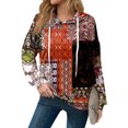 thumbnail image 3 of Hoodies For Women Oversized Winter Cute Sweatshirts Pullover Trendy Fall Clothes, Retro Print Lightweight Design without Pockets for Fall Winter Fashion and Comfort,Saffron,XL, 3 of 8