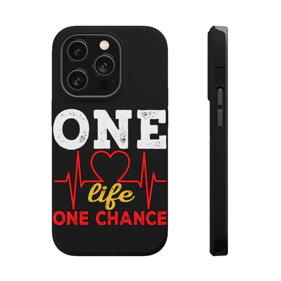 DistinctInk Tough Case for Apple iPhone 15 PRO (6.1" Screen), Compatible with MagSafe Charging - One Life One Chance