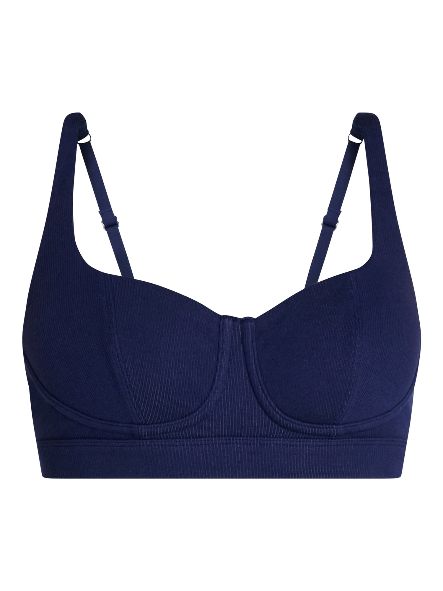No Boundaries Women's Cotton Rib Wireless Bralette, Sizes XS-XXXL