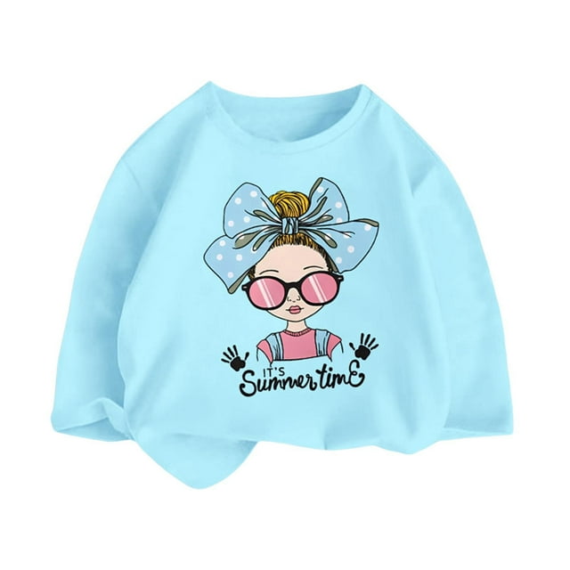 WEAIXIMIUNG Vêtements pour Enfants 9-10 Filles T-Shirt Décontracté Imprimé à Col Rond 4-6 Ans