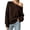 37-Coffee, variant on Womens Off Shoulder Sweaters Fall Long Sleeve Knit Pullover Casual Solid Loose Fit Tops Fashion Basic Layering Knitwear