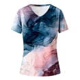 thumbnail image 4 of Mode Femmes Impression Casual V-Cou Manches Courtes T-shirt en Vrac Tops Marbre Impression Femmes Tops Gradient Couleur Femmes Tops, 4 of 4