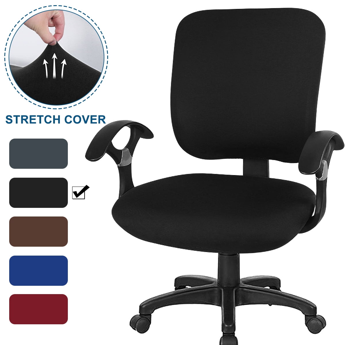 FORCHEER Office Chair Cover Set Stretchable 2 PCS for Computer Armrest Chair Slipcover Removable Washable Grey Geometric 