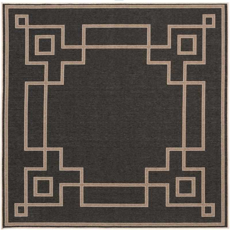 Mark&Day Outdoor Area Rugs, 7x7 Natalie Indoor/Outdoor Black/Camel