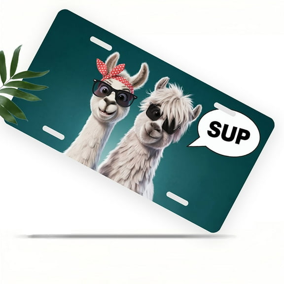 Cool Llamas Front License Plate, Metal License Plate, Funny Standard Plates Personalized Novelty Decorative For Men/Women/Boys/Girls Car 6×12 Inch