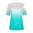 thumbnail image 4 of Womens Cold Shoulder Tops 2024 Summer Trendy Gradient Dressy Casual T-Shirts Crewneck Ladies Going Out Tunic Blouses, 4 of 6