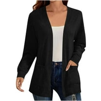 ZyeKqe Womens Cardigans Open Front Long Sleeve Casual Loose Thin Blouses Lightweight Jackets with Pockets