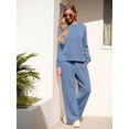 thumbnail image 3 of Cueply Lounge Sets for Women 2 Piece Outfits Sweatsuits Set Long Sleeve Wide Leg Pants with Pockets, 3 of 9