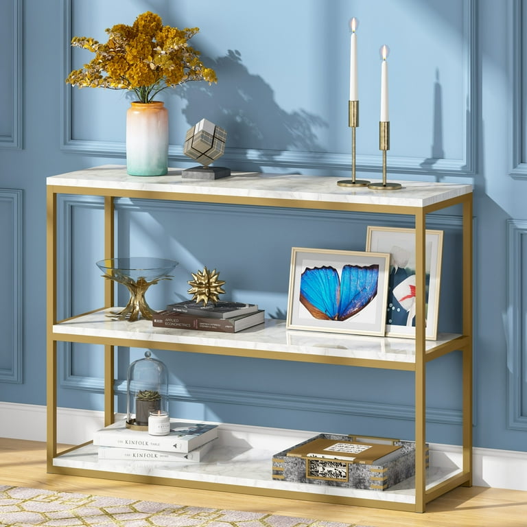 Marble console clearance table gold