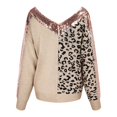 thumbnail image 6 of Sweaters for women Women'S V Neck Sequin Stitching Leopard Print Temperament Pullover Long Sleeved Sweater christmas sweater women, 6 of 7