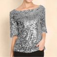 thumbnail image 6 of Aellinatey Glittering Womens Sequined T Shirt Party Wear Half Sleeve Shinning Blouse Top, 6 of 15