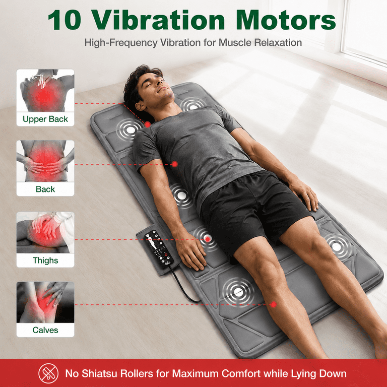 Snailax Full Body Massage Mat with Heat, Gray photo 7