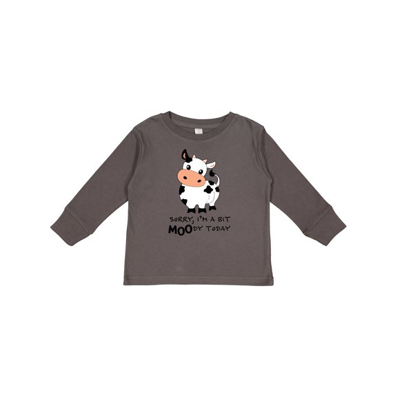 Inktastic Sorry, I'm a Bit MOOdy Today Cute Cow Pun Boys or Girls Long Sleeve Toddler T-Shirt