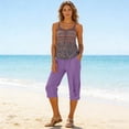 thumbnail image 6 of TQWQT Linen Capri Pants for Women Drawstring Palazzo Trousers Wide Leg Elastic Waist Trendy Summer Ladies Lounge Pants Dressy Casual Drawstring Capris with Pockets Purple L, 6 of 9