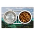 thumbnail image 1 of Island Pet Mat for Food and Water, Floating Rock and Lighthouse in Crystal Clear Atlantic Water Mist Nature Photo, Non-Slip Rubber Mat for Dogs and Cats, 18" X 12", by Ambesonne, 1 of 2