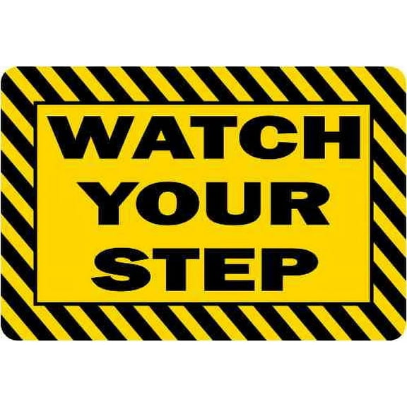 3in x 2in Watch Your Step Sticker Vinyl Caution Sign Decal Safety Stickers