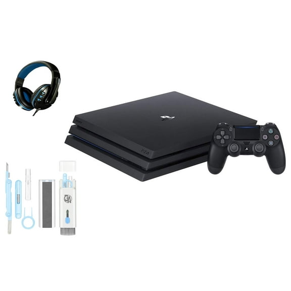 Pre-Owned Sony PlayStation 4 Pro 1TB Gaming Console Black Headset With BOLT AXTION Cleaning Kit Bundle