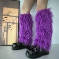 thumbnail image 3 of Yokua Fuzzy Faux Furs Leg Warmer Furs Heels Long Boot Cuffs Cover Carnivals Boot Cover, 3 of 20