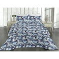 thumbnail image 2 of Ambesonne Feather Print Quilted Bedspread Set 3 Pcs, Modern Boho Vibes, Queen, Pale Sky Blue and Indigo, 2 of 4