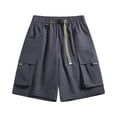 thumbnail image 3 of Fengqque Men's Cargo Shorts Elastic Waistband Drawstring Summer Relaxed Fit Work Shorts with Multiple Pockets Gray XXL(XXL), 3 of 5
