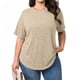 thumbnail image 1 of TaTaai Plus Size Everyday Top Women, Striped Short Sleeve Round Neck T-Shirt, Loose Fit Five Quarter Sleeve Blouse, Lightweight Soft Casual Apparel Gift, 1 of 9