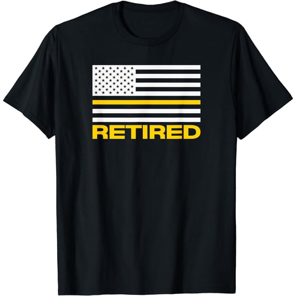 911 Police Dispatcher Thin Gold Line Flag Retirement Gift T-Shirt