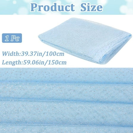 1 m Light Blue Glitter Tulle Fabric with Siliver Points Sparkling Ribbon Sequin Tulles Mesh Netting Fabric Shiny Decor for Tutu Skirt Bridal Wedding Valentine Birthday Party Gift Wrap Sew Craft