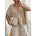 thumbnail image 3 of SUNSIOM Womens Loose Knit Cardigan Solid Color Short Sleeve V-Neck Button Down Lightweight Sweaters, 3 of 6