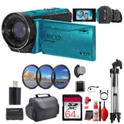 MINOLTA MN4K300WP 4K Ultra HD / 56 MP Waterproof Video Camcorder (Blue) Bundle With 64GB Memory Card + Camera Tripod + More Accessories