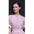 thumbnail image 5 of Bimba Rayon Floral & Leaves Smocked Waist Printed Gown Maxi Side Slit LadiesÂ&nbsp;Dress-Large, 5 of 6