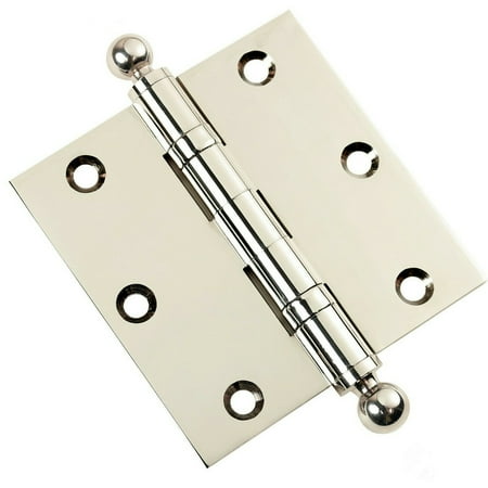 Embassy 3.5” x 3.5” Door Hinge Heavy Duty Hinges Polished Nickel Finish with Ball Finials