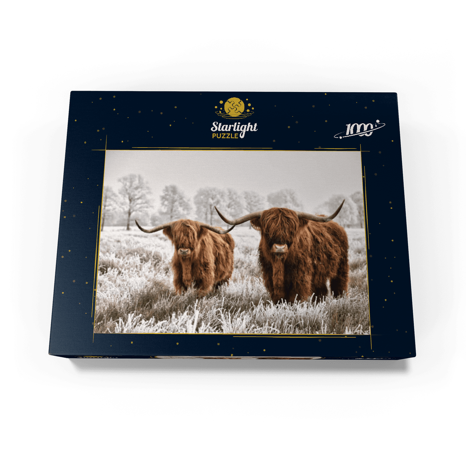 MyPuzzle - Hairy Scottish Highland Cattle In A Winter Landscape - Premium 1000 Piece Jigsaw Puzzle for Adults