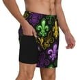 thumbnail image 3 of Picia Mardi Gras1 pattern Mens Swim Trunks with Compression Liner Stretch Beach Shorts Quick Dry with Zipper Pockets No-Chafing Board Shorts-Small, 3 of 9
